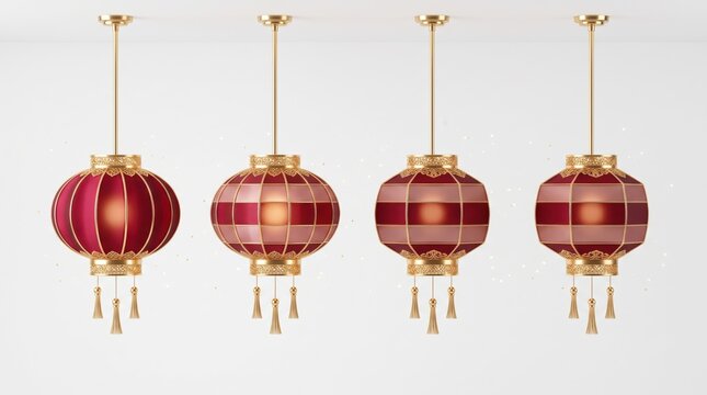 Luxurious red and gold hanging lanterns for elegant interior design