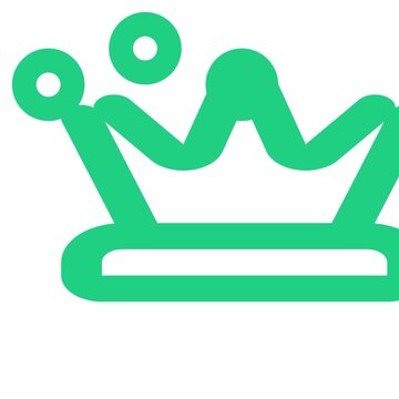 Minimalist green crown icon shifts and morphs in this fluid vector animation sequence showing continuous motion for a sleek digital graphic design brand identity motion video
