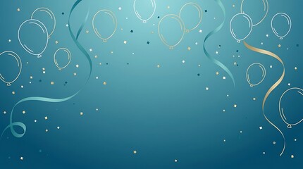 Naklejka premium Abstract blue background with falling confetti and ribbons for a festive happy birthday celebration design template