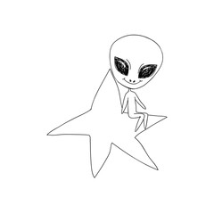 Cute Hand Drawn Alien Characters Outer Space Doodle © CAN354