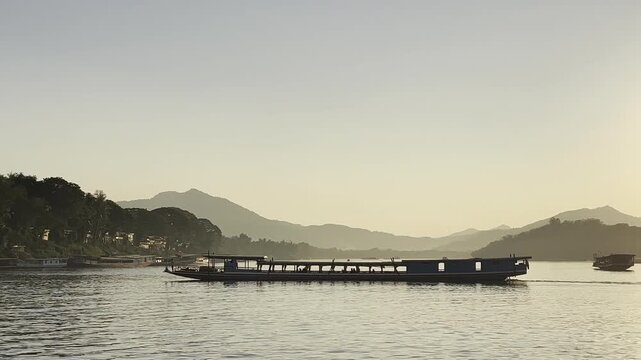 Views during the Mekong river boat cruise, Luang Prabang, Laos