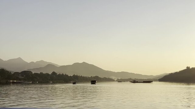 Views during the Mekong river boat cruise, Luang Prabang, Laos