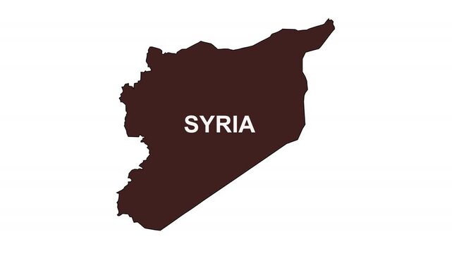 An animated map video showing Syria's borders, without a background