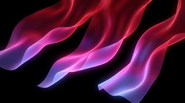 Abstract flowing silk fabric waves in red and purple with abstract background luminous material artistic creative aesthetic