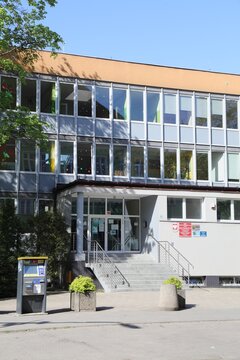 GLIWICE, POLAND - MAY 11, 2021: Typical public state primary school building in Gliwice city, Poland.