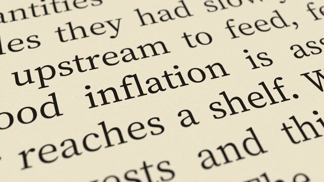 Inflation and the rising cost of living concept animation, word inflation in sharp focus in the middle
