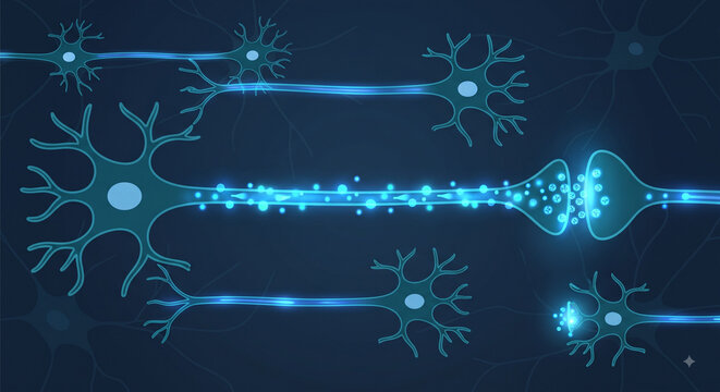 Human Neurons and Neural Network Scientific Illustration