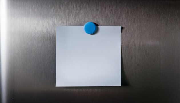 empty sheet of paper on fridge door with magnetic note
