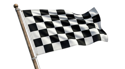 Fototapeta premium Waving checkered flag symbol for racing and sports victory competition isolated on a simple transparent background isolated on transparent background
