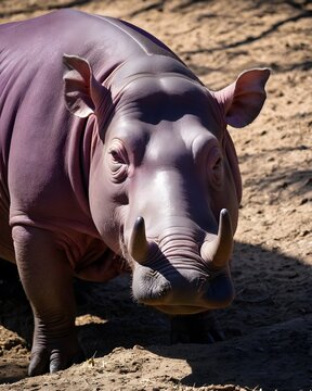A  babirusa  pig hybrid fictional species, digitally created animal, in a shadow flame plateau