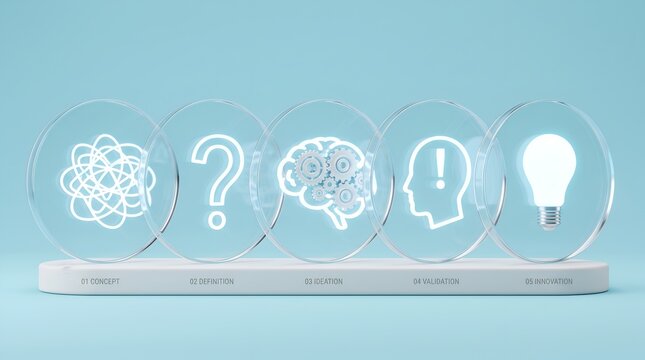 Innovation process icons: concept to idea realization