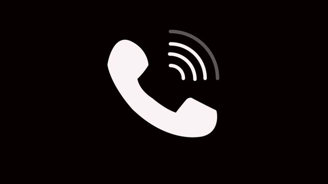 Animation of phone button icon with ringing signal. 4k animation.