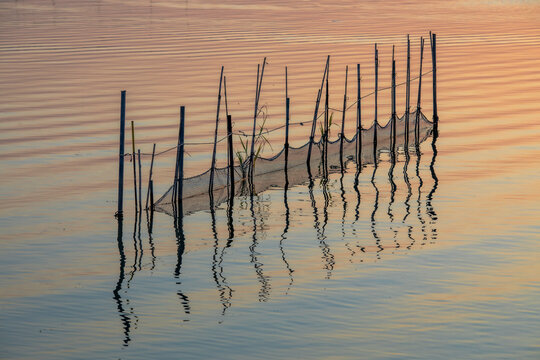 A beautiful sunset over La Albufera Natural Park in Valencia, Spain
