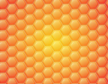 honey hexagon bee hive honeycomb pattern seamless yellow and orange gradient background vector