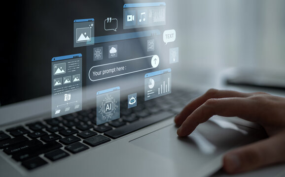 Prompt driven AI interface enabling text, image vision, audio and media video data neural asset and tool in smart creation chat workspace edit. Future NLP AI native visual reasoning omni model. Corpus