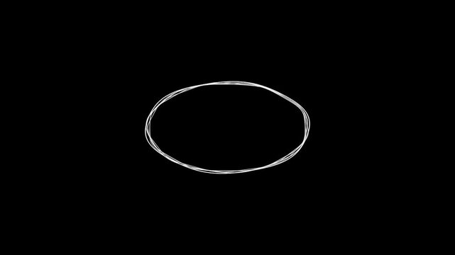 Hand drawn doodle frame circle animation element for creative video projects motion graphic overlay for highlight text or emphasis in digital media composition isolated black background.