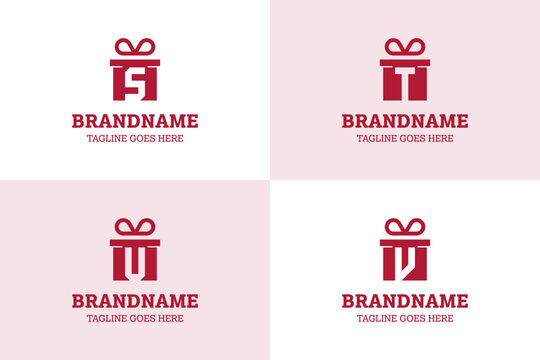 Letter S T U V Gift Package Logo, symbolizing generosity, celebration, and premium presentation