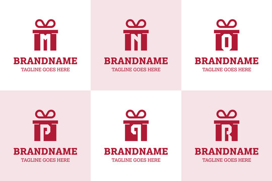 Letter M N O P Q R Gift Package Logo, symbolizing generosity, celebration, and premium presentation