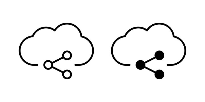Cloud share icon outline symbol kit
