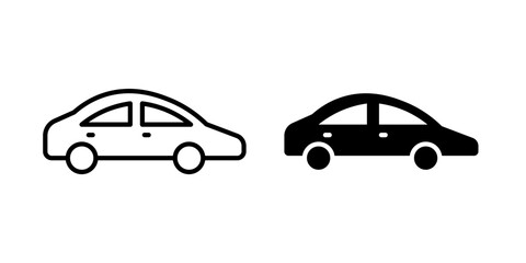 Fototapeta premium Car side view icon outline symbol kit