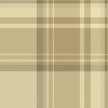 A traditional tartan plaid pattern with a balanced check structure and light and amber tones. The seamless textile background recreates a woven fabric look with a natural decorative character.