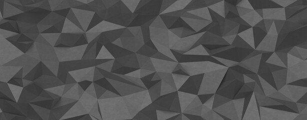 Obraz premium Seamless abstract geometric dark gray low poly background texture with sharp edges and deep shadows.