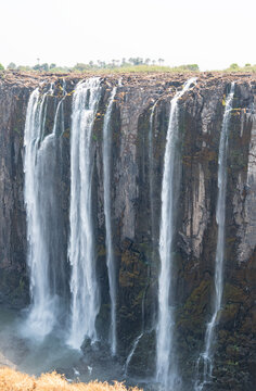 Victoria Falls towards the end of the dry season showing from the Zimbabwe side