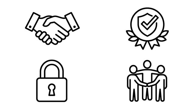 Trust and reliability icon collection isolated on transparent background design