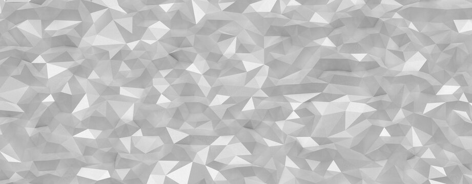 A detailed abstract geometric texture featuring many interconnected triangular facets in monochrome.