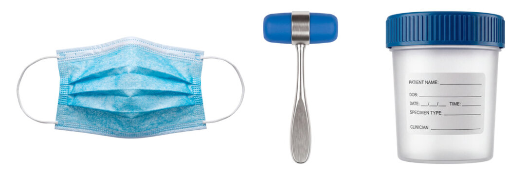 Set of medical diagnostic tools isolated on a white and transparent background. Healthcare equipment.