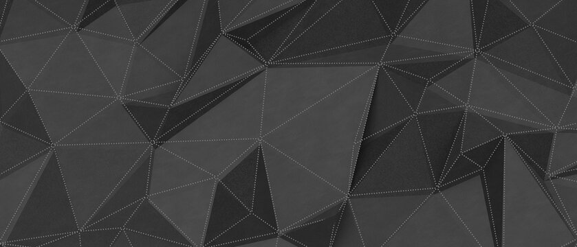 Dark abstract geometric low poly background texture with dotted lines and shadows