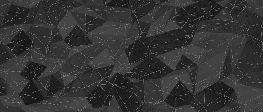 Dark abstract geometric background with triangles and dotted connection lines