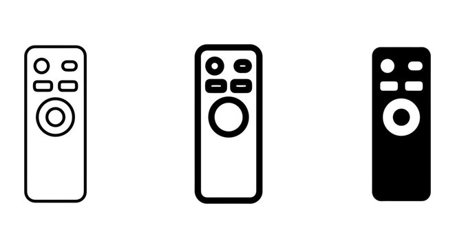 Universal Remote Control Icons, Set of 3 Vector Graphics, Modern Electronic Device Symbols