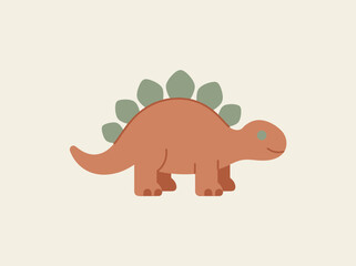 Cute Cartoon Stegosaurus Dinosaur Illustration with Green Plates and Brown Body. © Gilang