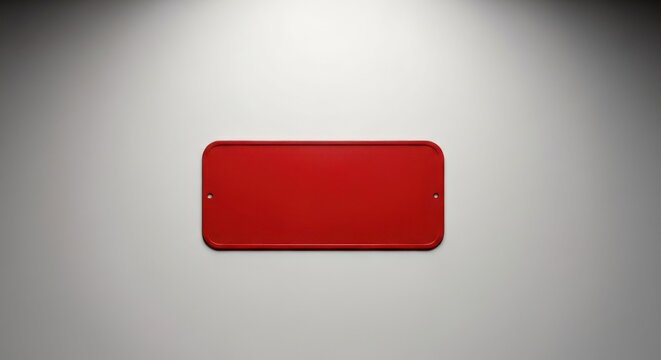 Central red oblong panel with rounded corners against white, soft spotlight