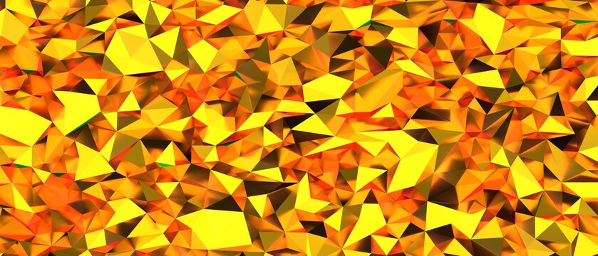 Detailed low poly geometric pattern with bright yellow and orange tones