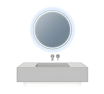 Isolated vector illustration of modern floating concrete bathroom vanity