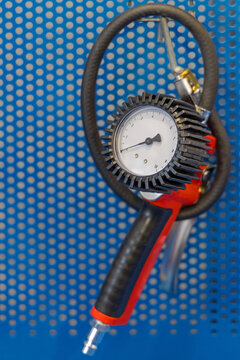 Tyre Inflator With Pressure Gauge Air Compressor Car Equipment at Pegboard