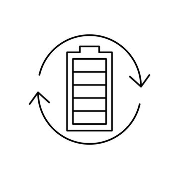 EV battery recycling replacement circular refresh arrows line icon