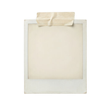 Old vintage polaroid photo frame with adhesive tape