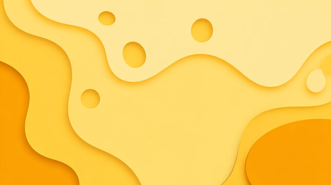 Abstract yellow paper cut background with layered wavy shapes