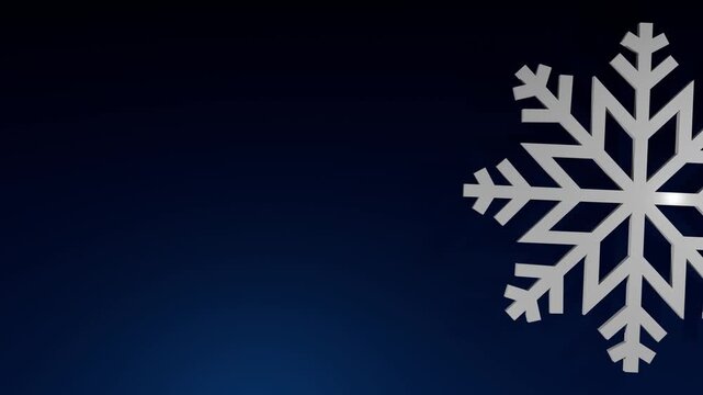 White Elegant Snowflake on dark blue background for Christmas holiday