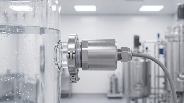 Flush Diaphragm Pressure Transmitter Installed on Pharmaceutical Glass Bioreactor