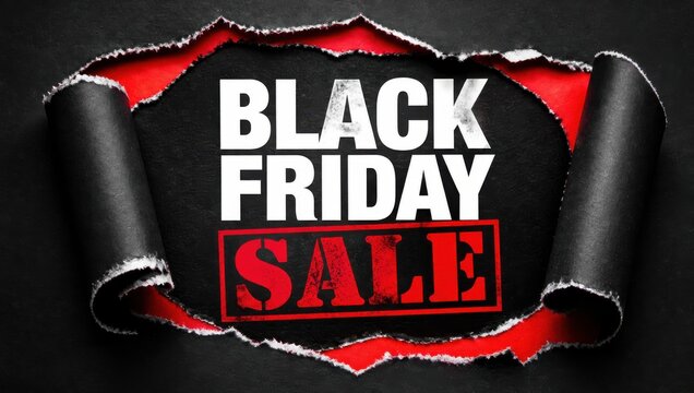 Black friday sale bold text on torn paper 