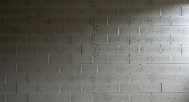 A long wall made of aerated concrete blocks, showing the progress of a construction project. Concept of modern masonry and structural building.