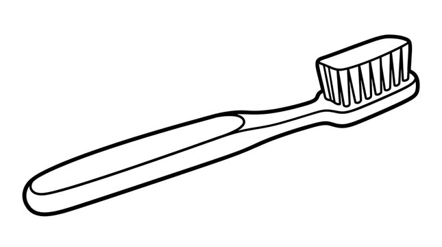 An old fashioned toothbrush illustration in a vintage style with a minimalist design set against a clean white backdrop