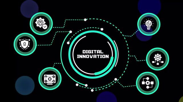 Digital Innovation concept featuring futuristic business technology, smart automation, cloud computing, connected platforms and intelligent enterprise solutions.