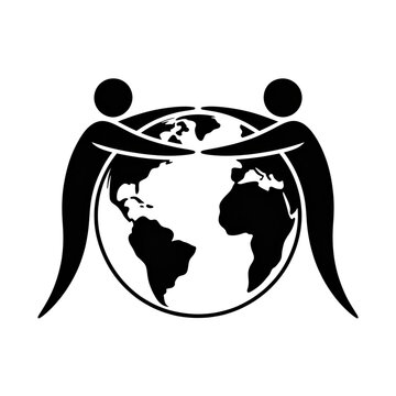 Bold high-contrast vector illustration of global unity and diversity