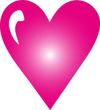 Pink heart with a glossy highlight in simple flat vector style, isolated as a decorative romantic design element.