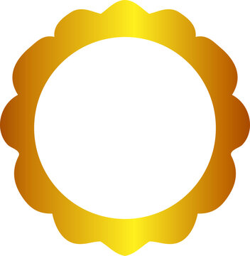 Elegant golden scalloped floral frame with a smooth metallic gradient and large circular center.